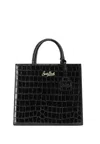 Saint Barth Shop Bag Midi Printed Woman  Crocodile Leather 00 In Black