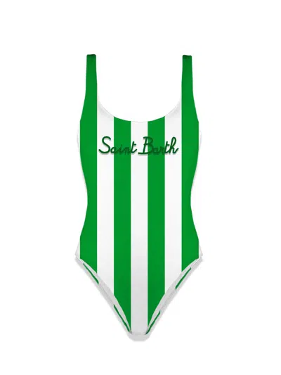 Saint Barth Striped Print One Piece Swimsuit In Stripes Pop V 57 Emb