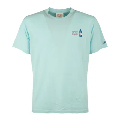 Saint Barth Teal T-shirt With Embroidery In Gin Of Life In Green