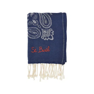 Saint Barth Telo Mare In Cotone Con Motivo Bandana In Blue