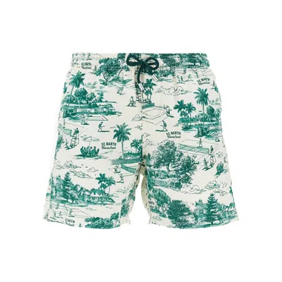 Saint Barth 'tennis Toile' Print Swim Shorts In Multi