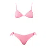 SAINT BARTH SAINT BARTH TRIANGLE BIKINI IN PINK SEERSUCKER