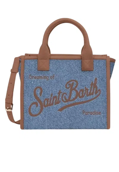 Saint Barth Vanity Medium Edged Woman  And Brown Logo In Blue