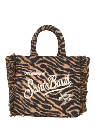 Saint Barth Vanity Mini Felt Woman  Zebra 18 Emb In Black