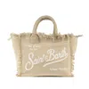 SAINT BARTH SAINT BARTH VANITY TOTE BAG IN BEIGE LINEN WITH EMBROIDERY