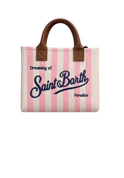 Saint Barth Vanitypiccola Striped Woman  White And Pink