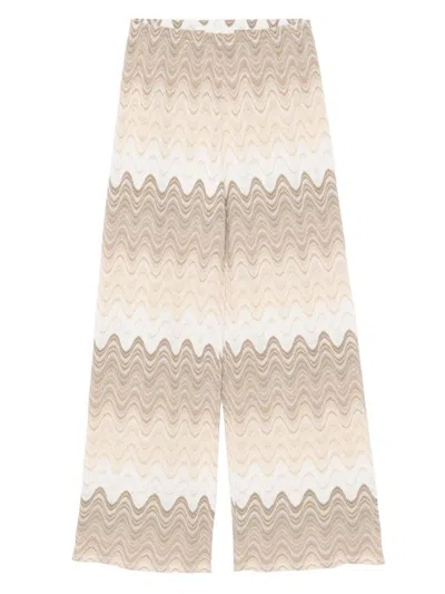 Saint Barth Wide-leg Trousers In Textured Chevron Knit