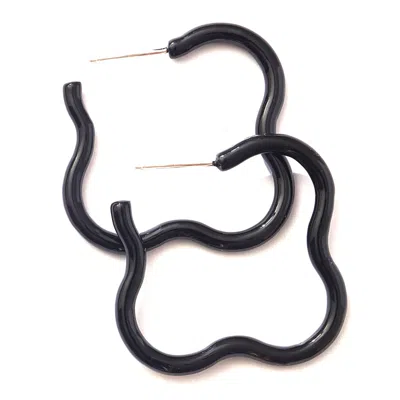 Saint Botolph Women's  Logo Earrings - Large Hoop In Black Enamel
