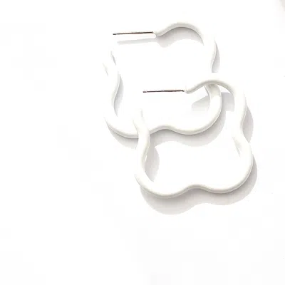 Saint Botolph Women's  Logo Earrings - Large Hoop In Blanco White Enamel