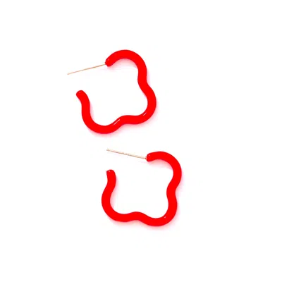 Saint Botolph Women's  Logo Earrings - Medium Hoop In Red Enamel
