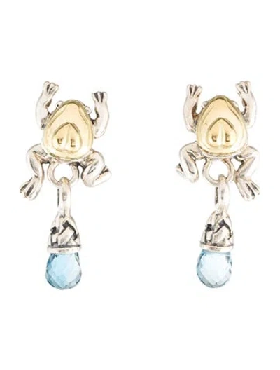 Pre-owned Saint By Sarah Jane Topaz Frog Drop Earclips In Multi