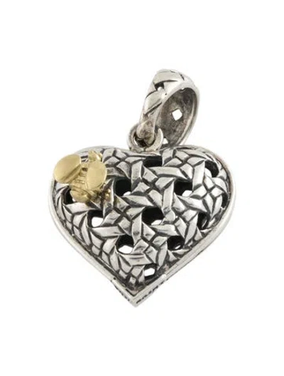 Pre-owned Saint By Sarah Jane Two-tone Large Julep Puffed Heart And Bee Pendant In Multi