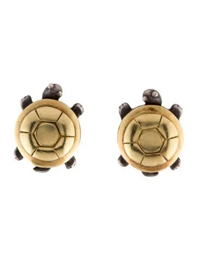 Pre-owned Saint By Sarah Jane Two-tone Turtle Earclips In Multi