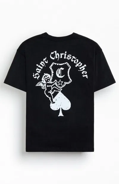 Saint Christopher Men's Cherub Crest T-shirt In Washed Black