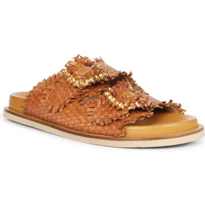 Saint G Angela Woven Slide Sandal In Taupe