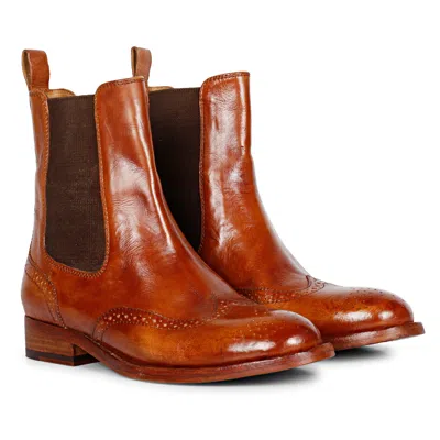 Saint G Women's Brown Santina Congnac Leather Ankle Boots