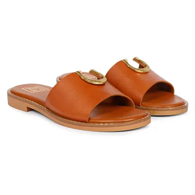 SAINT G WOMEN'S BROWN VIVI BLU - AMBER - FLATS - COGNAC