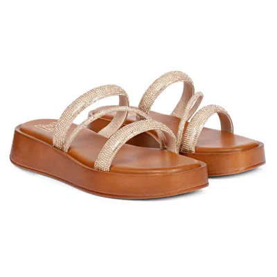 SAINT G WOMEN'S BROWN VIVI BLU - REN - FLATS - CHAMPAGNE