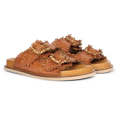 Saint G Women's Gold Angela - Flat Sandals - Taupe