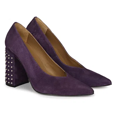 Saint G Pamina Suede Purple Studded Pumps In Pink/purple