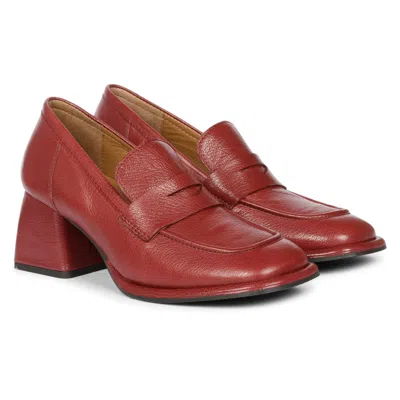 SAINT G WOMEN'S RED VIVIANA BORDO LEATHER MOCCASINS