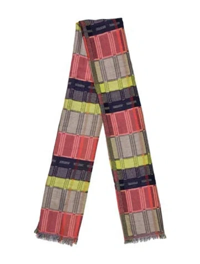 Pre-owned Saint James Acrylic Colorblock Pattern Scarf W/ Tags In Blue