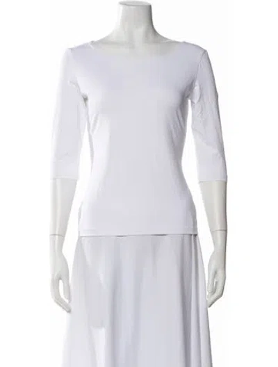 Pre-owned Saint James Bateau Neckline Three-quarter Sleeve T-shirt In White