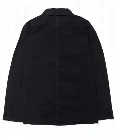 Saint James Button-up Black Cotton Jacket With Pointed Collar And Patch Pockets