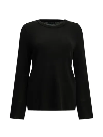 Saint James Button-shoulder Elbow-patch Sweater In Black