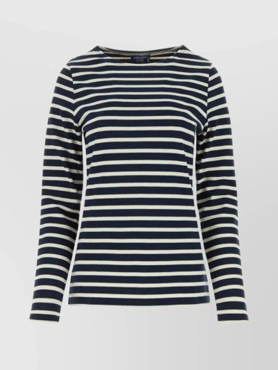 Saint James Cotton Crewneck Embroidered Striped T-shirt In Multicolour