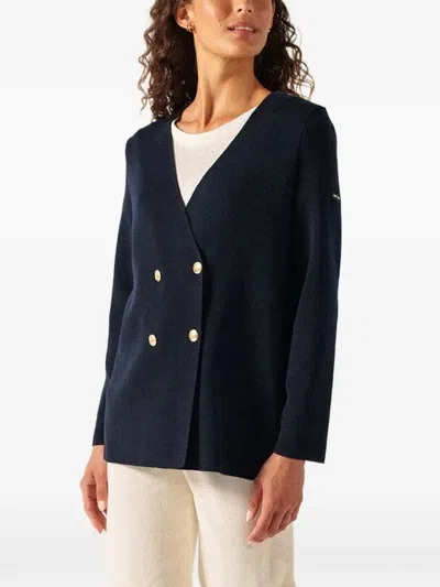 Saint James Double-breasted Cardigan In Blue