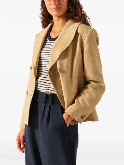 Saint James Double-breasted Notched-lapels Blazer In Brown