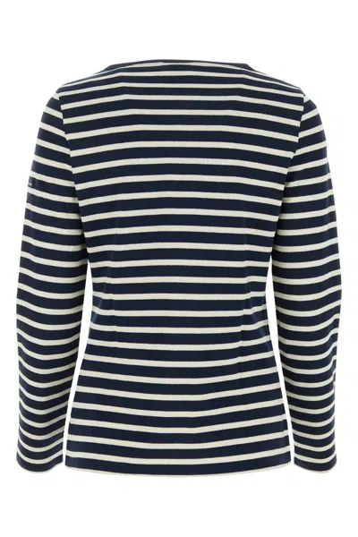 Saint James Embroidered Cotton Meridame T-shirt In Marineecru