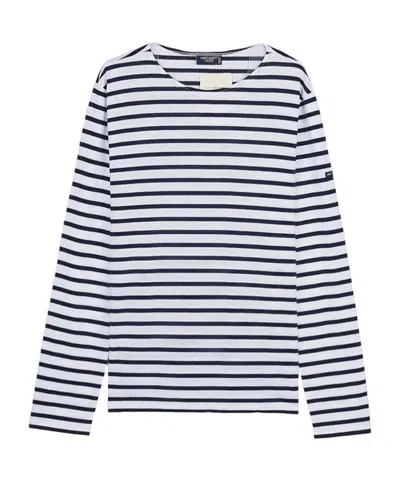 Saint James Guildo Striped Longsleeve Sailor Top In Black