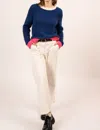 Saint James Hasparren Sweater In Blue/neon Pink/white