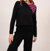 Saint James Iris Sweater In Navy/neon Pink