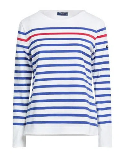 Saint James L'atelier Woman T-shirt White Size 8 Cotton In Blue