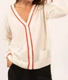 Saint James Lavezzi Cardigan In Ecume/sanguine