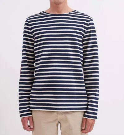 Saint James Meridien Moderne Unisex Shirt In Marine/ecru/tulip