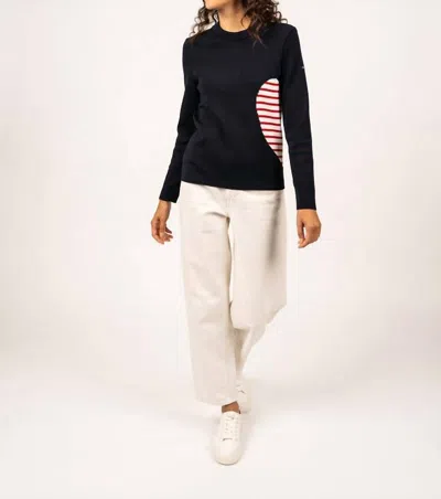 Saint James Merville Sweater In Navy/white/red