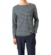 Saint James Minquiers Modern Long Sleeve Tee In Marine/amandier In Black