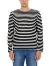 Saint James Striped Embroidered Cotton T-shirt In Black