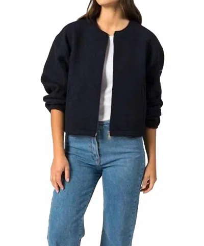 Saint James Narbonne Zip Wool Jacket In Navy In Blue