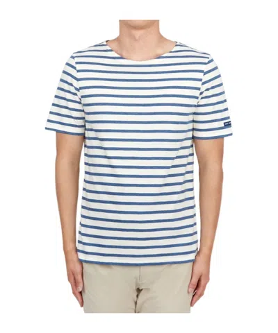 Saint James Open-necked Black Shirt In White