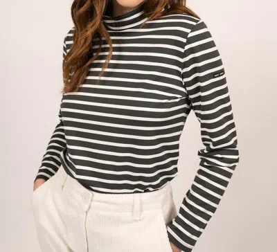 Saint James Oural Turtleneck In Army Green / Ivory