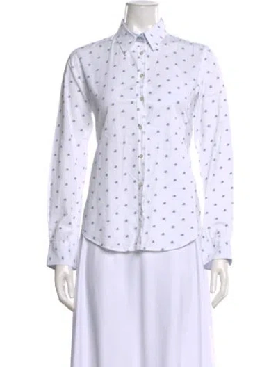 Pre-owned Saint James Patterned Long Sleeve Button-up Top In White
