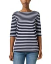 Saint James Striped Cotton Boat Neck T-shirt In Multi