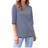Saint James Striped Cotton Boat Neck T-shirt In Multi