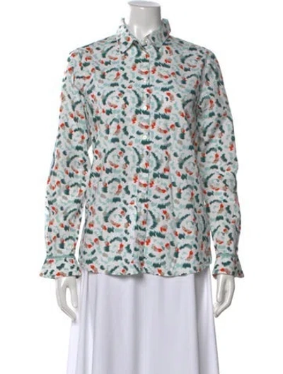 Pre-owned Saint James Printed Long Sleeve Button-up Top In Multi