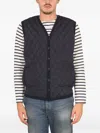 Saint James Quilted Button Gilet In Blue